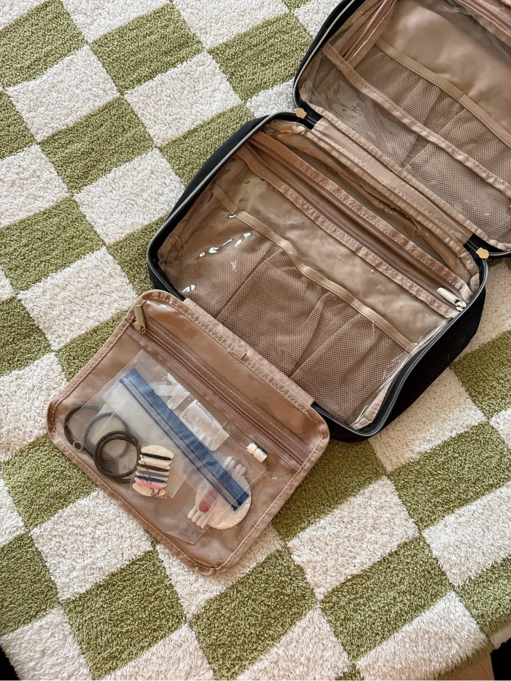 Black Quilted Travel Organizer Tote